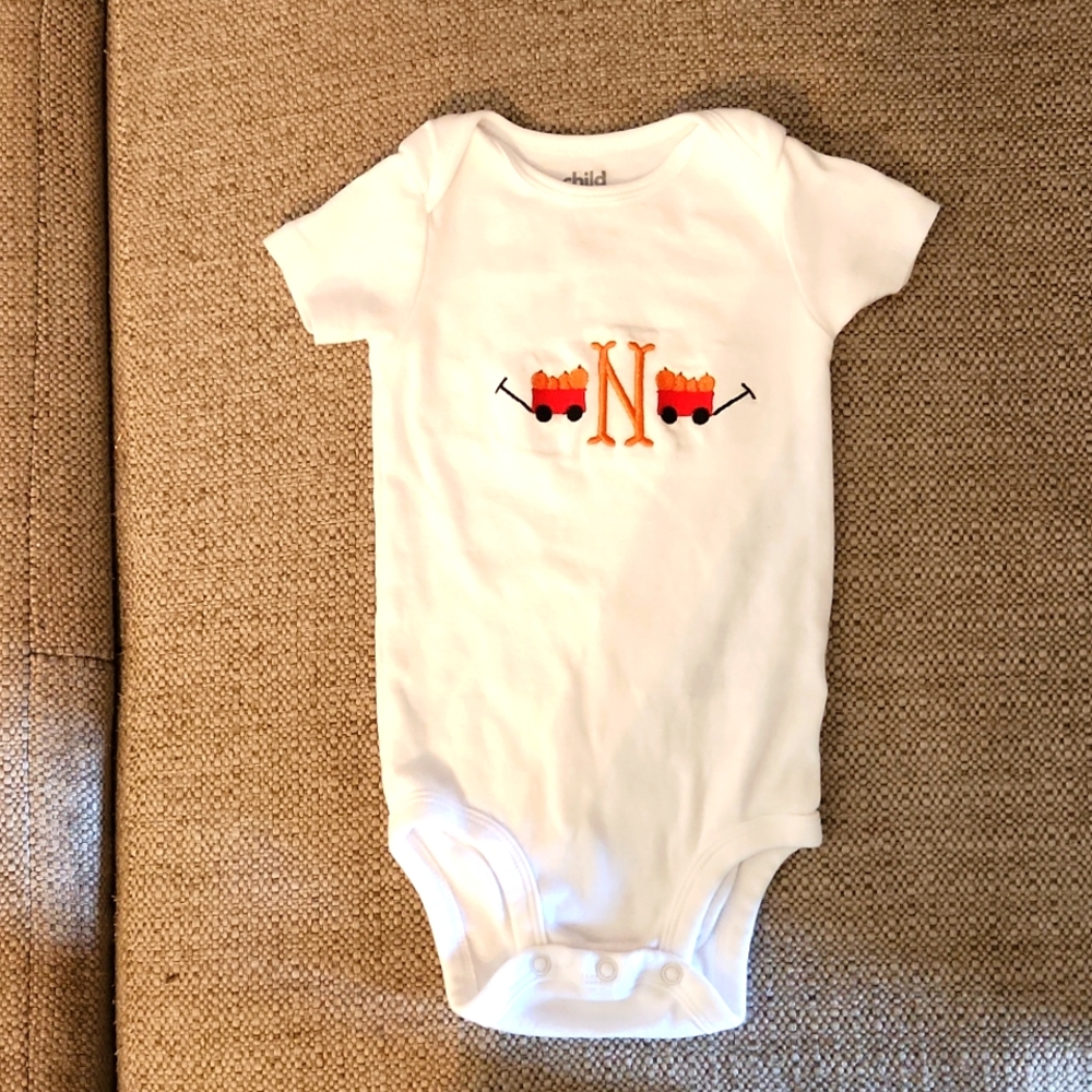 N embroidered onesie